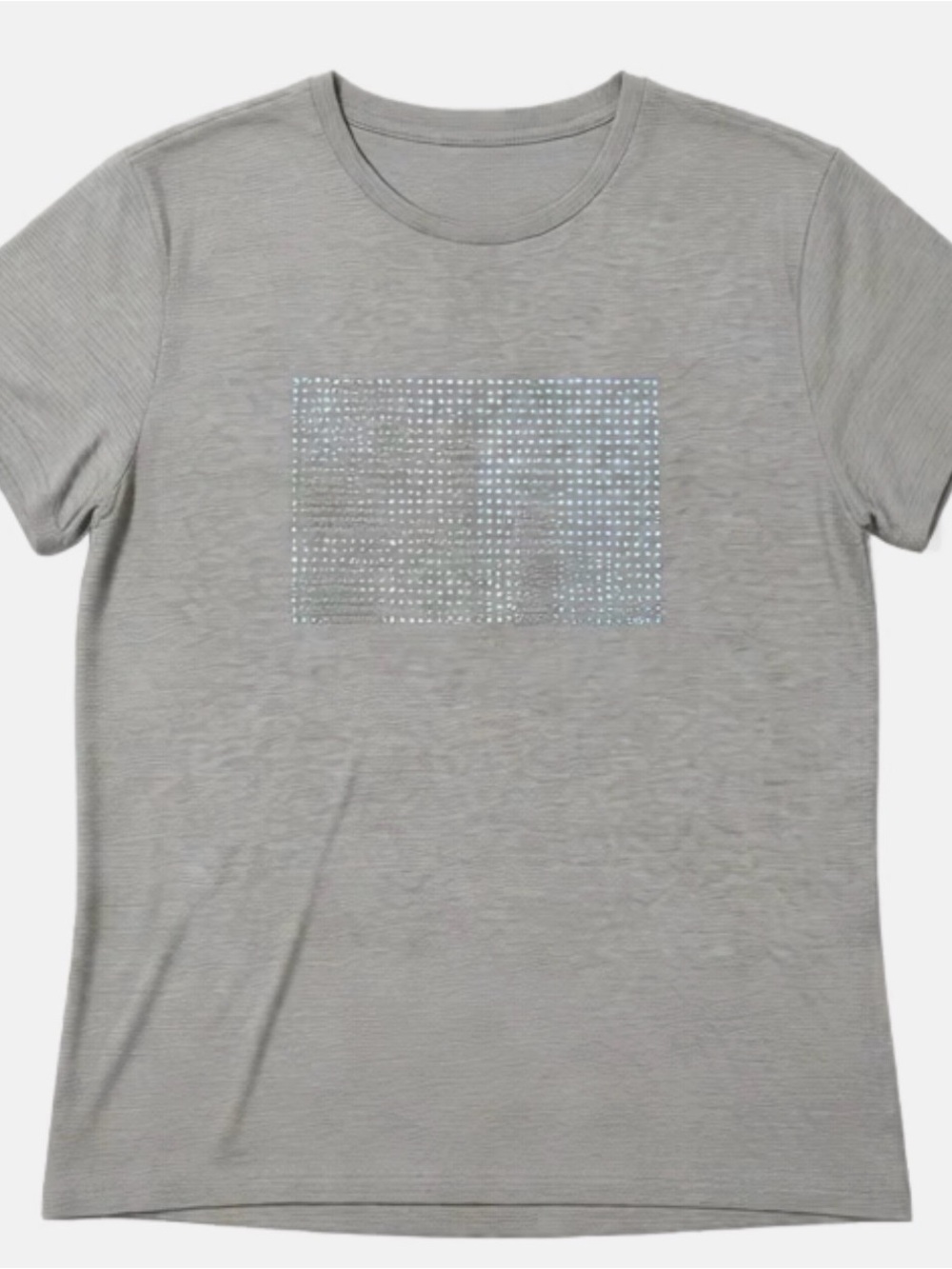 Zara Light Gray Short-Sleeve Tee with Iridescent Sequin Panel